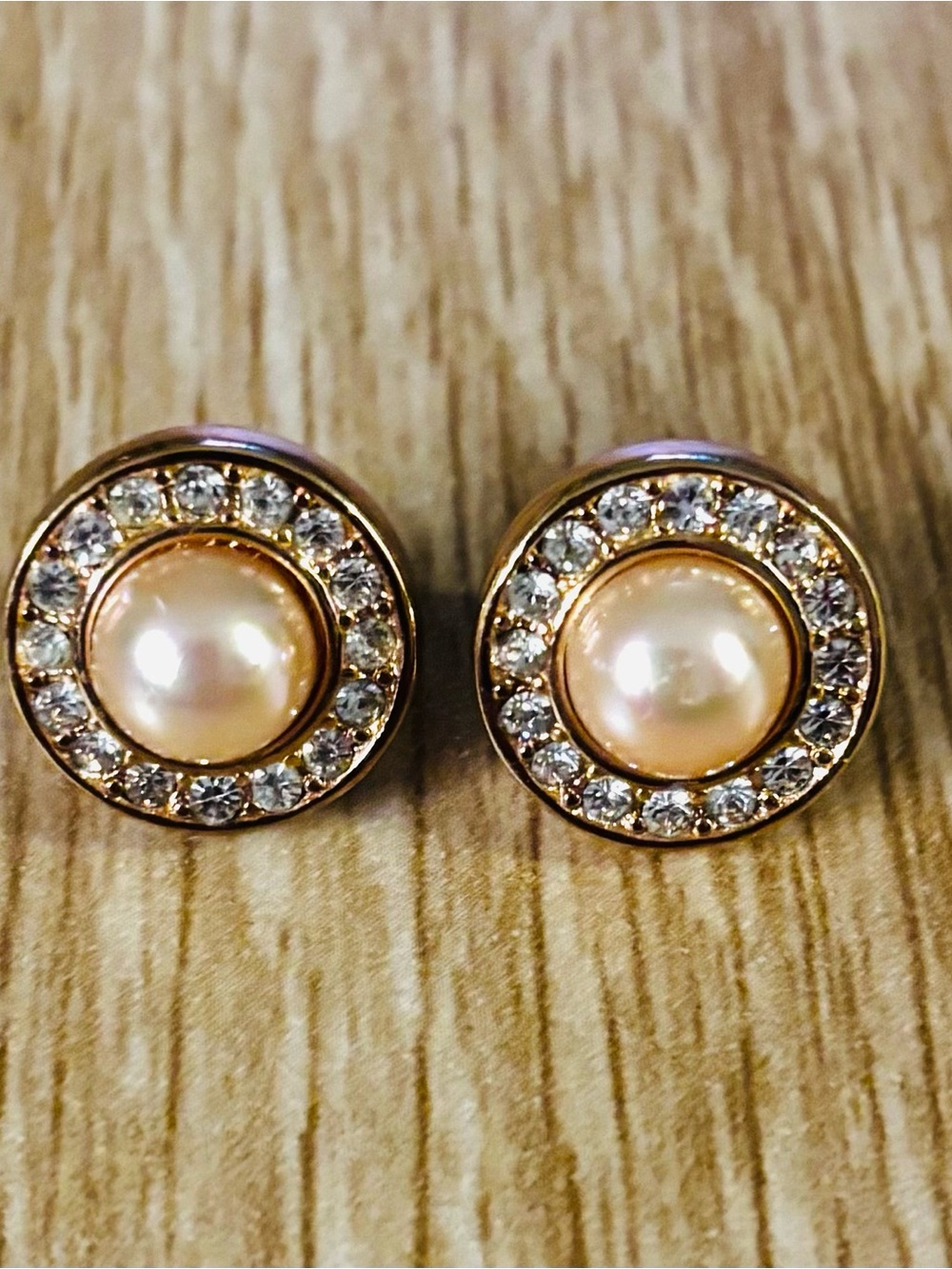 Rose Gold Pearl & Crystal Halo Stud Earrings - Ross Simons